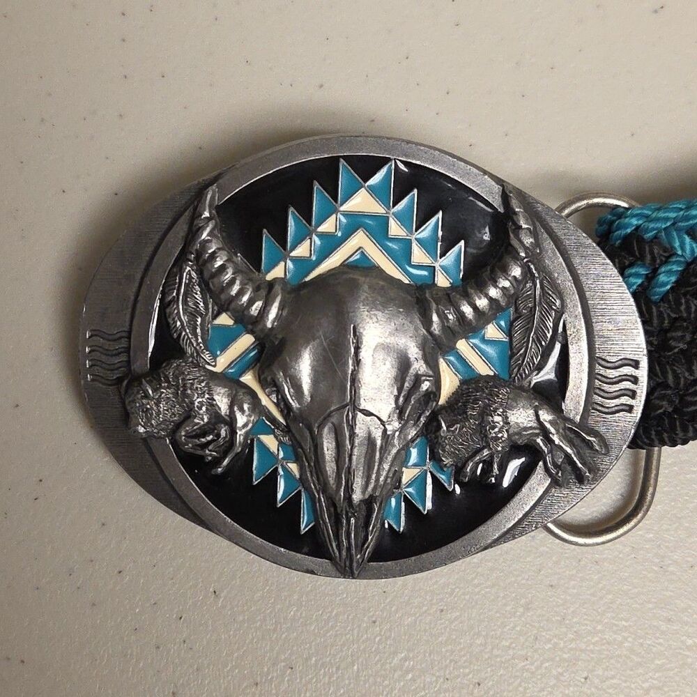 Siskiyou Buffalo Skull Belt 39" w/ Buckle 1992 Made in USA  M-8